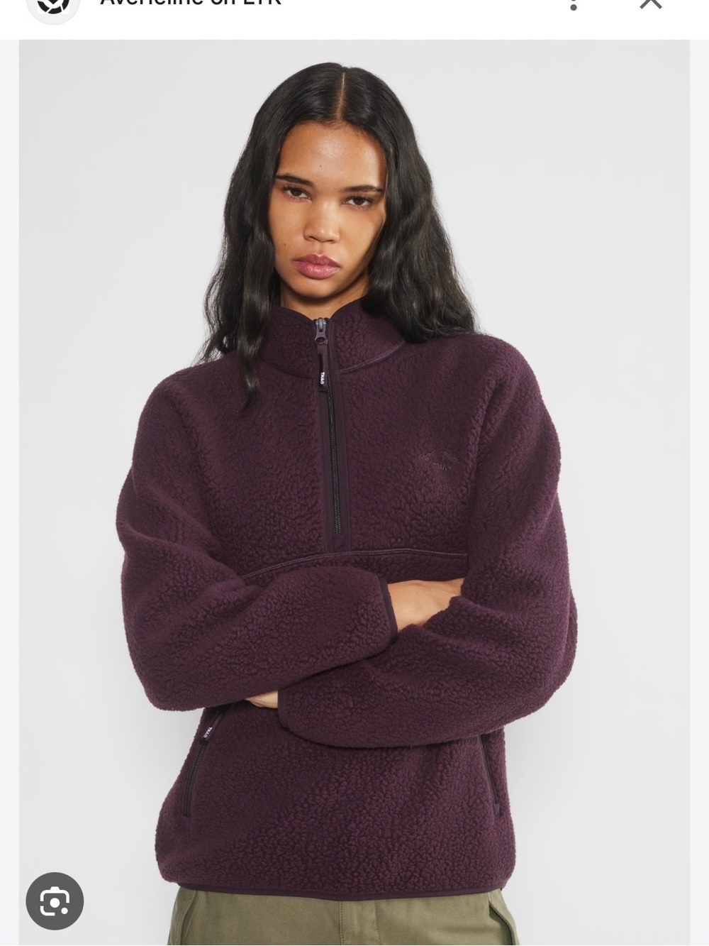 Aritzia TNA polar fleece high hip half zip Sherpa noble purple